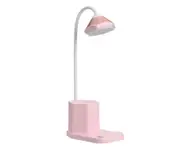 Supperstore 5 In 1 Desktop Office Bedroom Creative Multifunctional Table Lamp Student Reading Eye Protection Lamp with Pen Holder-Pink