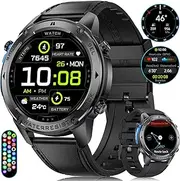 ESFOE Military Smartwatch Men's 48 mm GPS/5ATM & IP69K Waterproof/45+ Days Battery Life, 1.43 Inch AMOLED Smartwatch Men with Phone Function, Compass, Barometer, Heart Rate, 170+ Sports Modes, Fitness