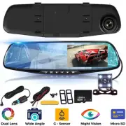 4.3" 1080P Car Mirror Dash Cam Dual Lens DVR Camera Front & Rear Video Recorder