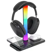 Headphone Stand with Wireless Charger Gaming Headset Stand with RGB Light for Airpod Pro iPhone Samsung
