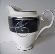 Noritake Platinum Wave EBONY Black 10.oz Creamer NEW w/ Box / Silver Band