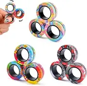 Cevioce 9PCS Colorful Fidget Rings Toy Stress Relief Magnetic Spinner Ring - ADHD Anxiety Relief Decompression Funny Gifts Kids