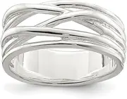 [Diamond2Deal] Women's 925 Sterling Silver Polished 5 Band Intersecting Ring