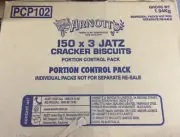 BULK ARNOTTS JATZ BISCUITS 150x 3 PACKS OF PORTION CONTROL CRACKERS 1.65kg NET