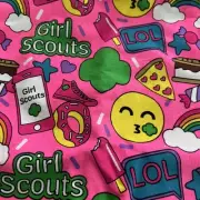 Girl Scouts of America GSA Pink & Green Trefoil Print Drawstring Backpack Bag