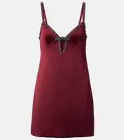 [Self-Portrait] Self-Portrait Bow-detail embellished satin minidress AU 14 red