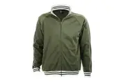 Mens Varsity Track Suit Top Jacket Jumper Long Sleeve Sunset Urban Casual - Army Green - XXX-Large