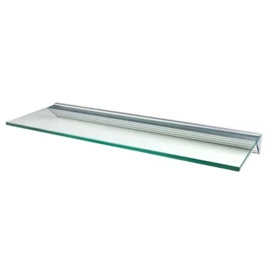 Wallscapes Floating Shelf Kit Clear Glass Silver Bracket Wall-Mountable 24 in. W