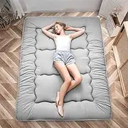 Japanese Mattress,Floor Bed,Thicken Tatami Mat Sleeping Pad Foldable Roll Up Mattress,Dormitory Mat,Pad Kids Floor Bed,Sun Room,Plush Futon(Gray,Full(54"x80"))