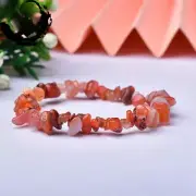 Natural Red Agate Quartz Gravel Bracelet Crystal Bangle Stretchy Hand Strings