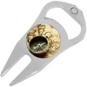 Old Compass and Map Golf Ball Marker Divot Repair Tool Bottle Opener
