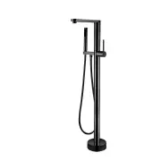 Fluid Floor Standing Bath Spout - Mixer and Hand Shower - Matte Black