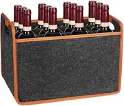 [Generic] Wine Travel Bag – 12-Bottle Felt Carrier Storage Box with Dividers | Portable Wine Tote Bag with Comfort Handle, Liquor Bottle Holder for Travel, Picnic, Camping, Outdoor Wine Storage