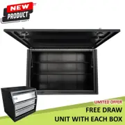 1900 x 600 x 1200mm Aluminium Flat Black PRO Full Side Truck Tool Box HIGH Side