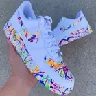 Air Force 1 Custom White Shoes Rainbow Multicolor Neon Splatter Mens Womens Kids