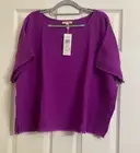 NWT $128 Eileen Fisher Heliotrope Organic Cotton Lofty Gauze Ballet Neck Top XL