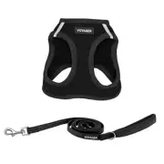Voyager Step-in Air All Weather M (Chest: 16 - 18") Harness Leash Set (Black)