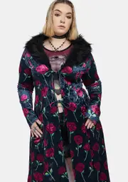 [dELiA*s by Dolls Kill] Plus Bouquet Of Thorns Velour Duster