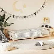 Kids Bed Frame 90x190 cm Solid Wood Pine, Sturdy Slats, Functional Design, Elegant & Timeless, Low Height, Pinewood, 195.5 x 95.5 x 45 cm