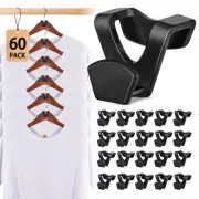 Space Saving Hanger Hooks 60 Pack, Black Clothes Hanger Connector Hooks, Heav...