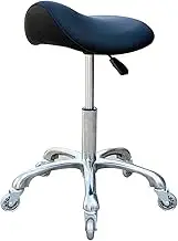 FRNIAMC Professional Saddle Stool with Wheels Ergonomic Swivel Height Adjustable for Clinic Dentist Beauty Salon Tattoo Home Office (Black)
