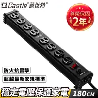 在飛比找PChome24h購物優惠-Castle 蓋世特 鋁合金電源突波保護插座(3孔/8座) 