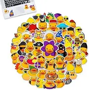 Interactive Stickers, Yellow Duck Stickers, Skateboard Stickers, Yellow Duck Cartoon Stickers Waterproof Decorative Water Cup Laptop Suitcase Stickers, 4-7cm/1.57-2.76 inches, 28g