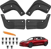 HSB Upgraded Model 3 Mud Flaps Compatible for Tesla New Model 3 2024 Splash Guards Vehicle Sediment Protection No Drilling Mudflaps Tire Protector Mudflaps All Weather Exterior Accessories (Set of 4)