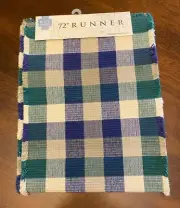 Newport Charming Check Table Runner 13" × 72" Bluw/Green/White NWT