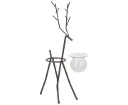 Deer Shape Wrought Iron Plant Stand Transparent Glass Hydroponic Plant Vase For Living Roomtype C