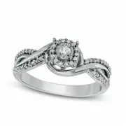 0.25 CT. T.W. Natural Diamond Swirl Twist Shank Promise Ring in Sterling Silver