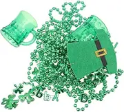 Hohopeti 7pcs Bead Chain Shamrock Jewelry Beading Chain St. Patrick's Day Party Accessory Shamrock Necklace St. Patrick's Day Jewelry Festival Necklace Festival Decor Plastic Green