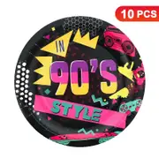 Back to the 90's Theme 9 inch 23cm Plates 10PK - Kids Birthday Party Tableware