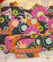 Vera Bradley Pleated tote and small cosmetic case in Ziggy Zinnia