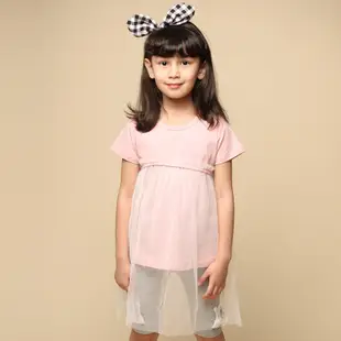 Azio Kids美國派 女童 上衣 雙層網紗造型棉質短袖上衣(粉)