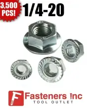 (Qty. 3500) 1/4-20 Hex Flange Nuts Serrated Zinc Plated "Whiz Nuts" Bulk Box