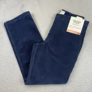 New Dockers Corduroy Pants Mens 30x30 Blue Straight Washed Khaki Preppy Business