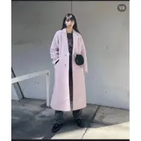 在飛比找蝦皮購物優惠-日本🇯🇵Moussy 漂亮粉色顯氣色羊毛大衣（F)