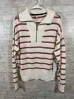 NWT Southern Tide Women’s Maize 1/4 Zip White Coral Stripe Sweater Size Medium