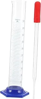 MUCKLILY 2Pcs Glass Graduated Cylinder Set with Dropper Chemistry Equipment for Accurate Liquid Measurement Lab Kitchen for School Experiments and Science Projects