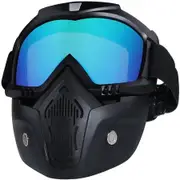Motorcycle Helmet Riding Goggles Glasses With Removable Face Mask,Detachable Fog-proof Warm Goggles Mouth Filter