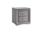 NEW Modern Fabric Bed Side Table with Glass Top - Light Grey(CFF2-4)