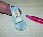 Miniature Hand Knit Christmas Sock Stocking, "Angel #1": DOLLHOUSE 1:12 Scale