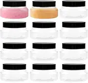 TUZAZO 5 Oz Plastic Container Tuscany Jars with Lids BPA Free, 12 Pack Empty Round Clear Cosmetic Containers Body Butter Jars for Lotion, Cream, Gel, Sugar Scrub