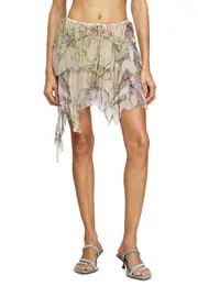 [Diesel] Diesel - Crinkled skirt mixed medieval print - Skirts - Woman - Beige 42 Beige