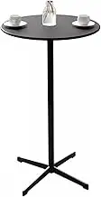 Round Side Bar Table, High Top Table, Bistro Cocktail Table Coffee Table with Black Metal Base for Living Room Dining Room Breakfast NOO Kitchen End Pub Table