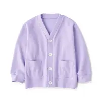 在飛比找博客來優惠-【MUJI 無印良品】兒童二重織V領開襟衫 110 紫色