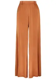 Forte_forte Wide-leg Stretch-silk Satin Trousers - Orange - 1 (UK 8 / S) 1 (UK 8 / S)