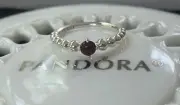 Authentic Pandora January Dark Red Beaded Ring #198867C08