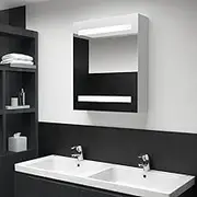 LED Bathroom Mirror Cabinet 50x13.5x60 cm, Dual LED Light Strips, White & Silver MDF, Glass Mirror, 3 Shelves for Storage, USB Interface